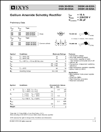 DGSK40-025A datasheet: 250V gallium arsenide schottky rectifier DGSK40-025A