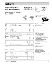 IXDN55N120 datasheet: 1200V high voltage IGBT with optional diode IXDN55N120