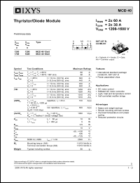 MCD40-16IO6 datasheet: 1600V thyristor/diode module MCD40-16IO6