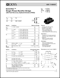 VBE17-06NO7 datasheet: 600V ECO-PAC single phase rectifier bridge VBE17-06NO7