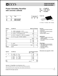 DSSK80-0025B datasheet: 25V power schottky rectifier with common cathode DSSK80-0025B