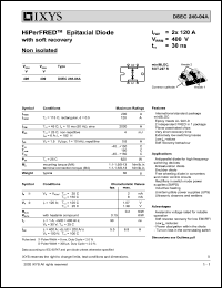 DSEC240-04A datasheet: 400V HiPerFRED epitaxial diode with soft recovery DSEC240-04A