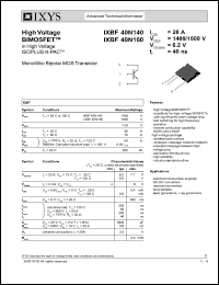 IXBT40N140 datasheet: 1400V high voltage BIMOSFET IXBT40N140