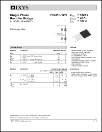 FBO16-12N datasheet: 1200V single phase rectifier bridge FBO16-12N