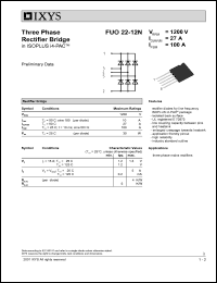 FUO22-12N datasheet: 1200V three phase rectifier bridge FUO22-12N