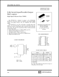 IN74AC164D datasheet: 8-bit serial-input/parallel-output shift register high-speed silicon-gate CMOS IN74AC164D