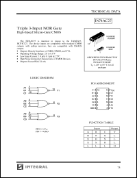 IN74AC27N datasheet: Triple 3-input NOR gate high-speed silicon-gate CMOS IN74AC27N