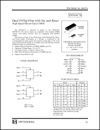 IN74AC74N datasheet: Dual D flip-flop with set and reset high-speed silicon-gate CMOS IN74AC74N