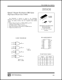 IN74AC86D datasheet: Quad 2-input exclusive OR gate high-speed silicon-gate CMOS IN74AC86D