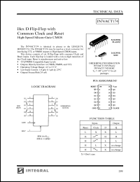 IN74ACT174N datasheet: Hex D flip-flop with common clock and reset high-speed silicon-gate CMOS IN74ACT174N
