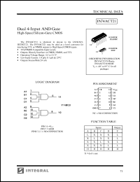 IN74ACT21D datasheet: Dual 4-input AND gate high-speed silicon-gate CMOS IN74ACT21D