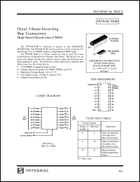 IN74ACT640N datasheet: Octal 3-state inverting bus transceiver high-speed silicon-gate CMOS IN74ACT640N