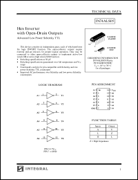 IN74ALS05D datasheet: Hex inverter with open-drain outputs advanced low power schottky TTL IN74ALS05D