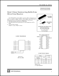 IN74ALS244DW datasheet: Octal 3-state noninverting buffer/line driver/line receiver IN74ALS244DW