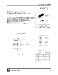 IN74HC11N datasheet: Triple 3-input AND gate, high-performance silicon-gate CMOS IN74HC11N