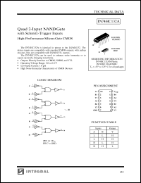 IN74HC132AN datasheet: Quad 2-input NAND gate with schitt-trigger inputs, high-performance silicon-gate CMOS IN74HC132AN