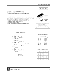 IN74HC32AN datasheet: Quad 2-input OR gate, high-performance silicon-gate CMOS IN74HC32AN
