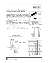 IN74HC4051N datasheet: Analog multiplexer demultiplexer, high-performance silicon-gate CMOS IN74HC4051N