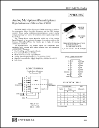 IN74HC4052DW datasheet: Analog multiplexer/demultiplexer, high-performance silicon-gate CMOS IN74HC4052DW