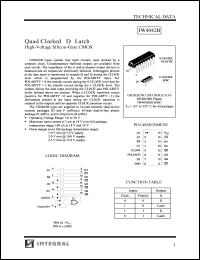 IW4042BD datasheet: Quad cloced D latch, high-voltage silicon-gate CMOS IW4042BD