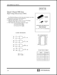 IW4071BD datasheet: Quad 2-input OR gate, high-voltage silicon-gate CMOS IW4071BD