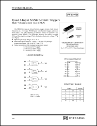 IW4093BD datasheet: Quad 2-input NAND gate schmitt trigger, high-voltage silicon-gate CMOS IW4093BD