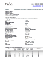 P8SG-053R6ZM datasheet: Input voltage:5V, output voltage +/-3.6V (+/-200mA), 1KV isolated 1.5W regulated dual output P8SG-053R6ZM