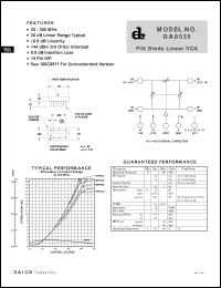 DA0035 datasheet: 20-300MHz PIN diode linear VCA DA0035