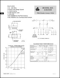 DA0098 datasheet: 20-300MHz PIN diode linear VCA DA0098