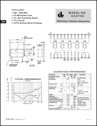 DA0769 datasheet: 300-1000MHz PIN diode 5 section attenuator DA0769