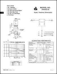 DA0816 datasheet: 20-700MHz GaAs 1 section attenuator DA0816