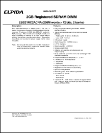 EBS21RC2ACNA-7A datasheet: 256M; 133MHz registered SDRAM DIMM EBS21RC2ACNA-7A