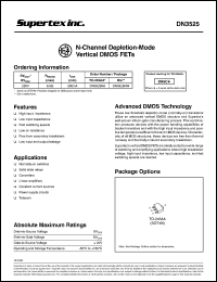 DN3525NW datasheet: 250V N-channel depletion- mode vertical DMOS FET DN3525NW