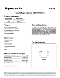 HT0740LG datasheet: 400V high voltage isolated MOSFET driver HT0740LG