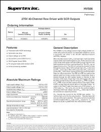 HV506PG datasheet: 275V 40-channel row driver with SCR outputs HV506PG