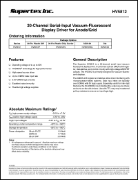 HV5812PJ datasheet: 80V, 20-channel serial-input vacuum-fluorescent display driver for anode/grid HV5812PJ