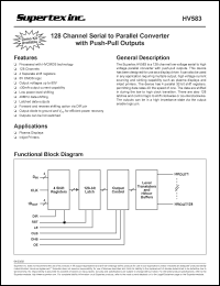 HV583X datasheet: 80V, 128-channel serial to parallel converter with push-pull outputs HV583X