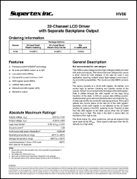 HV66PG datasheet: 32-channel LCD driver with separate backplane output HV66PG