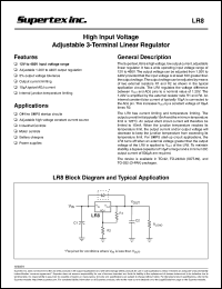 LR8N8 datasheet: 450V high input voltage adjustable 3-terminal linear regulator LR8N8