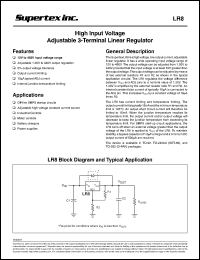 LR8K4 datasheet: 450V high input voltage adjustable 3-terminal linear regulator LR8K4