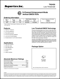 TN2435NW datasheet: 300V N-channel enhancement-mode vertical DMOS FET TN2435NW