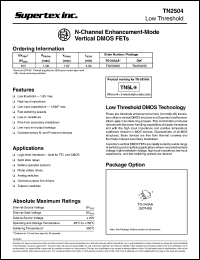 TN2504ND datasheet: 40V N-channel enhancement-mode vertical DMOS FET TN2504ND