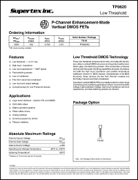 TP0620N3 datasheet: 200V P-channel enhancement-mode vertical DMOS FET TP0620N3