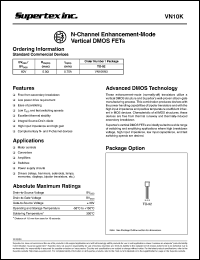 VN10KN3 datasheet: 60V N-channel enhancement-mode vertical DMOS FET VN10KN3