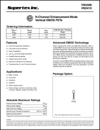 VN2410L datasheet: 240V N-channel enhancement-mode vertical DMOS FET VN2410L