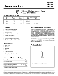 VP0109ND datasheet: 90V P-channel enhancement-mode vertical DMOS FET VP0109ND