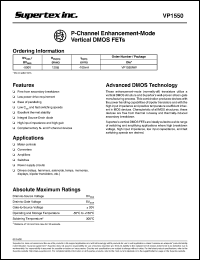 VP1550NW datasheet: 90V P-channel enhancement-mode vertical DMOS FET VP1550NW