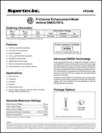 VP2450N8 datasheet: 500V P-channel enhancement-mode vertical DMOS FET VP2450N8