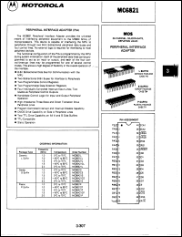MC68A21CP datasheet: Peripherial interface adapter MC68A21CP