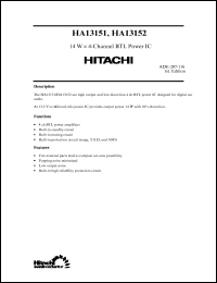 HA13151 datasheet: 14 W x 4-channel BTL power IC HA13151